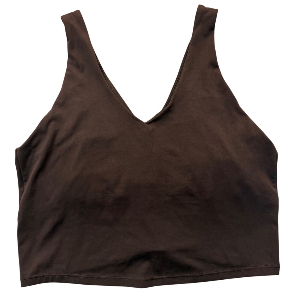 All In Motion Brown V-Neck Activewear Crop Top with Built-in Shelf Bra XXL